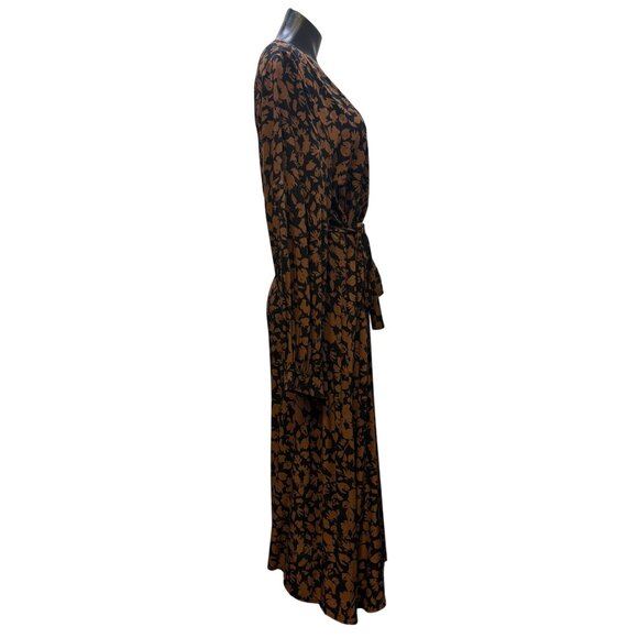 NWT Rails Brown & Black Floral Print Belted Maxi Dress L - Picture 3 of 8